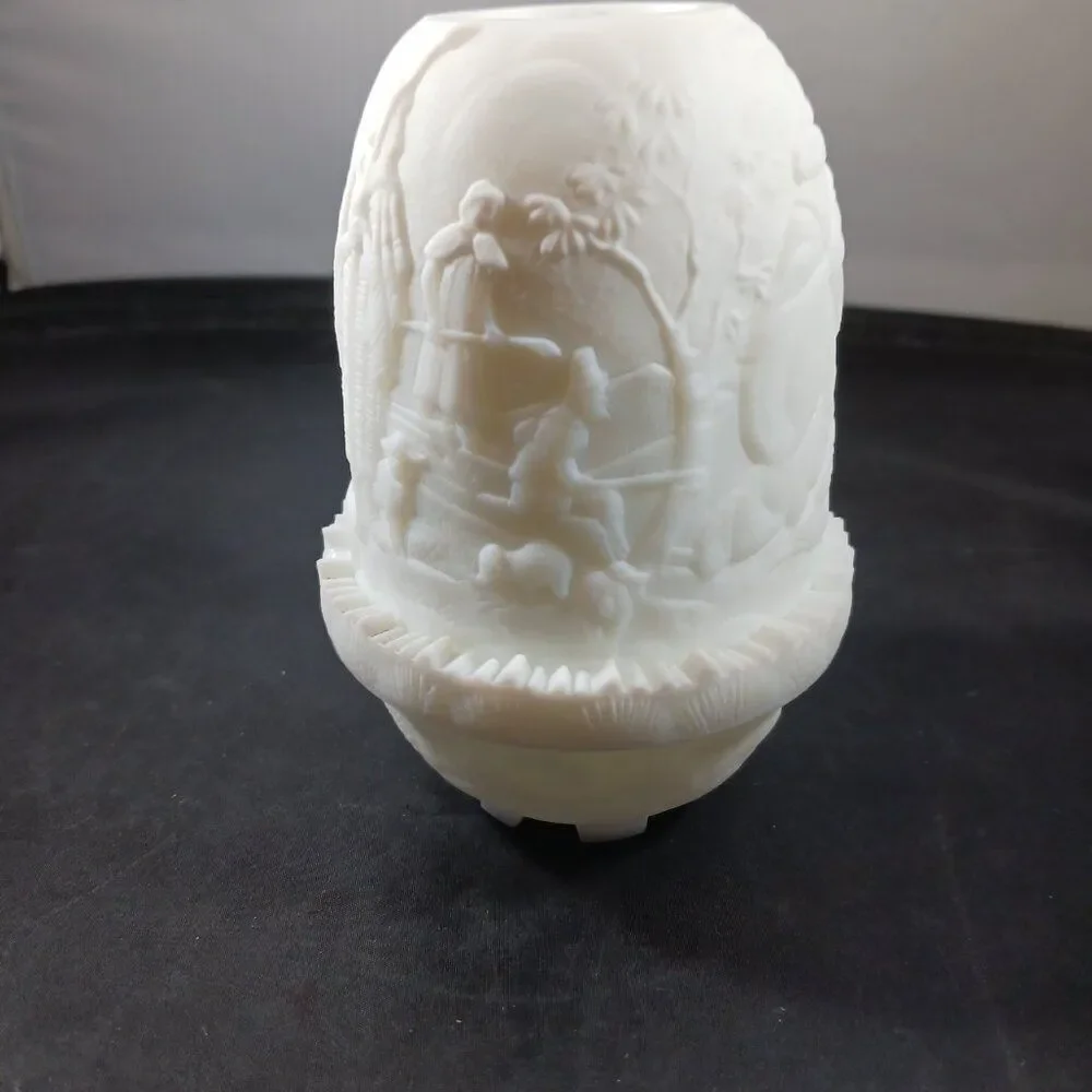 Fenton Vintage Christmas Nativity Fairy Lamp Candle Holder